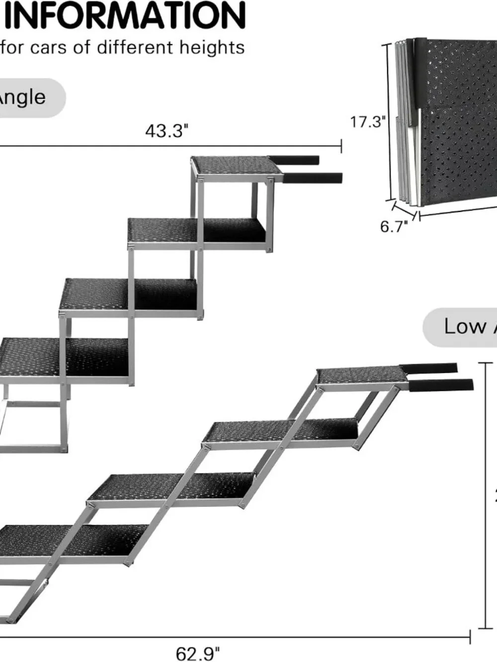 DGSL Extra Wide 4-Step Dog Ramp for Truck, SUV & Bed